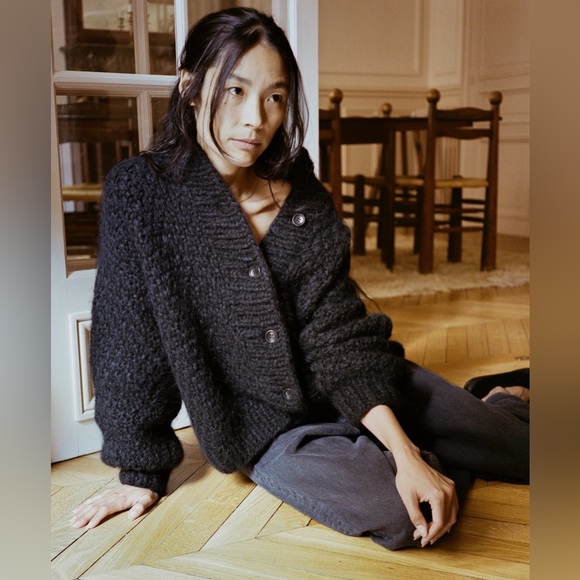 OZMA Sweaters - NWT Ozma Bell Hand Knit Cardigan in Alpaca Blend in Black size M/L